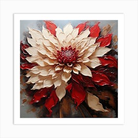 Large red dahlia flower Art Print