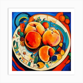 Peaches On A Plate Art Print