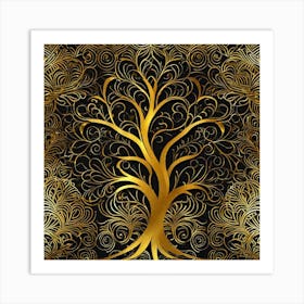 Gold Tree Of Life Art Print