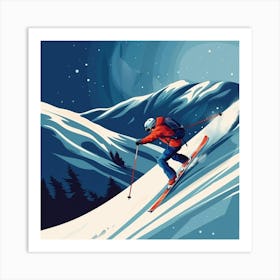 Skier In The Snow Art Print