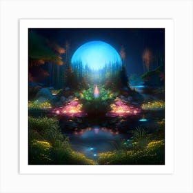 Moon In The Forest Art Print