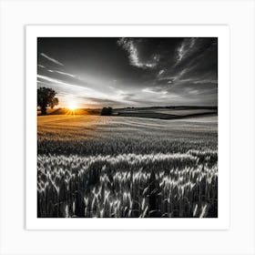 Sunset In A Wheat Field 9 Art Print