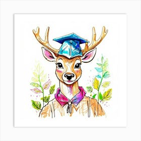 Graduation Deer 8 Art Print