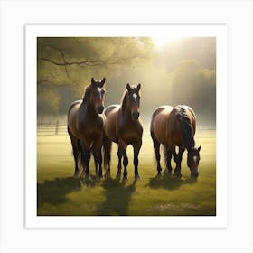 Horses In The Morning Art Print