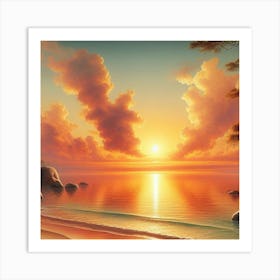 Sunset On The Beach Art Print