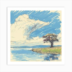 A Lake Nakuru In Kenya Hand Drawn Sketch Illustr 1720351378 2 Art Print