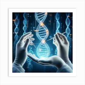 Hands Holding Dna Art Print