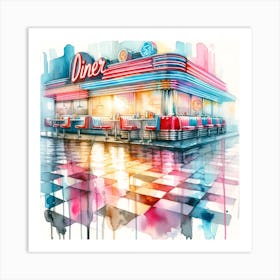 Retro Modern Diner - Watercolor Art Print