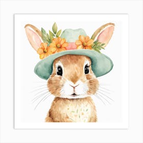 Floral Baby Rabbit Nursery Illustration (11) Art Print