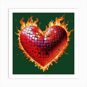 Mosaic Heart Of Fire Art Print