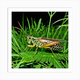 Crickets Insects Chirping Jumping Green Legs Antennae Noise Hopper Herbivores Garden Fiel (10) 1 Art Print