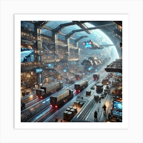 A Detailed Futuristic Scene Depicting The Asterian 1 Art Print