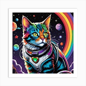 Rainbow Galaxy Cat Art Print