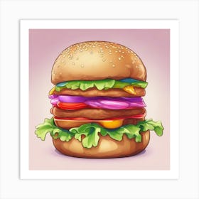 Love Burger Food Art Kitchen Art Art Print