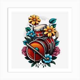 Drums And Flowers Art Print