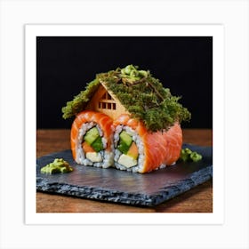 Japanese Sushi In The Shape Of A House In A Japanese 2 Art Print