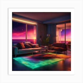 Living Room At Night Art Print