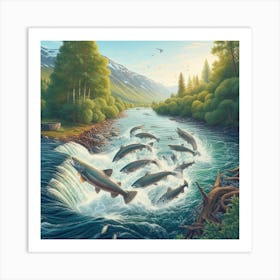 Salmon Sunny V4 Art Print