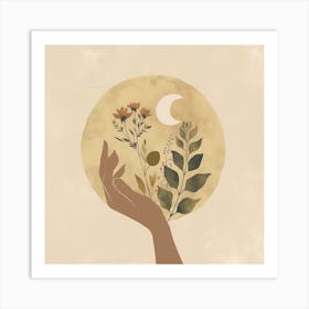 Boho Hand And Moon 5 Art Print