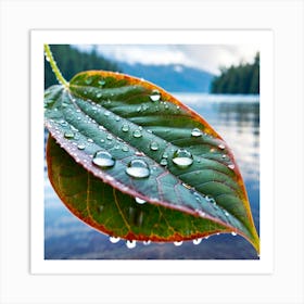 Leaf With Water Droplets 1 Art Print