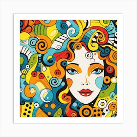 Woman With Colorful Hair 4 Art Print