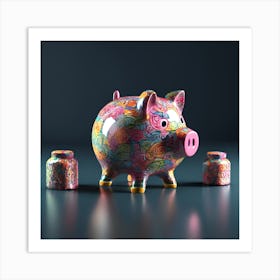 Rose Pig Piggy-Bank Art Print