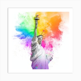 Rainbow Colored Statue Of Liberty Art Print