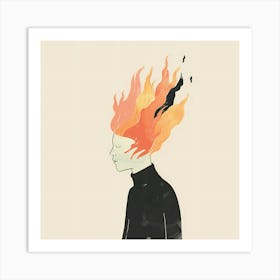 Depression Stress Burn-Out Hand Drawn Pastel Minimalist Illustration Art Print