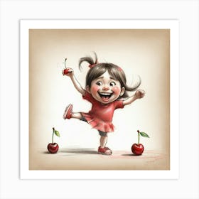 Little Girl With Cherries Art Print