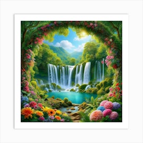 Waterfall In The Forest 41 Art Print