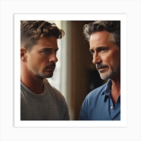 Two Men Looking At Each Other Art Print