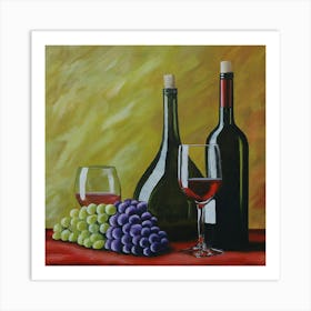 Wine And Grapes Art Print