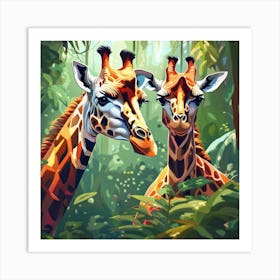 Giraffes In The Jungle Art Print