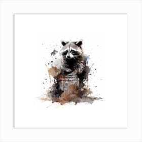 Trash Panda With Trash Can Accessory Sketch Art Print