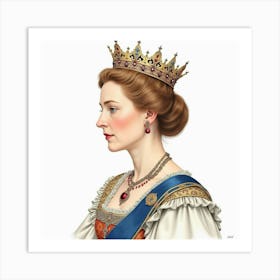 Regal Watercolor Rendering Of Queen Elizabeth I, With Intricate Details 1 Art Print