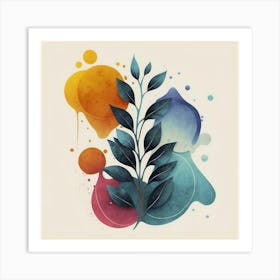 Modern Minimalist Plant Drawings With Watercolor(3) Art Print