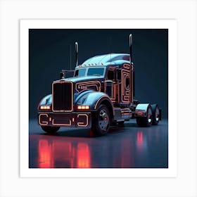 Futuristic Heavy Truck Design With Sleek Curves And Neon Lighting Effects 1 Art Print