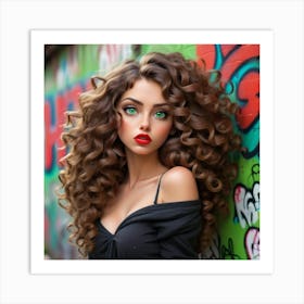 Beautiful Girl With Curly Hair 2 Art Print