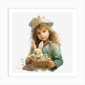 Little Girl With Bunny Art Print