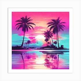 Sunset Palm Trees Art Print