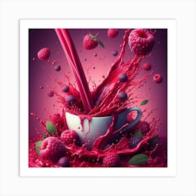 Splash Of Raspberry Juice Art Print