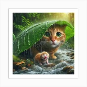 Cat In The Rain 11 Art Print