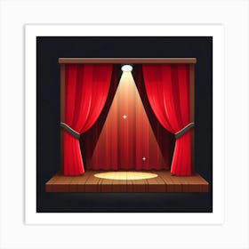 Stage With Red Curtain 1 Art Print