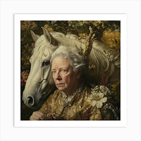 'The Queen And Her Horse' Art Print