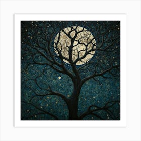 Full Moon Tree Art Print