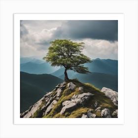 Lone Tree On Top Of Mountain 11 Art Print