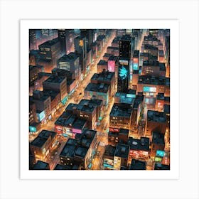 Cityscape At Night 2 Art Print