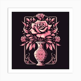 Pink Roses In A Vase 4 Art Print