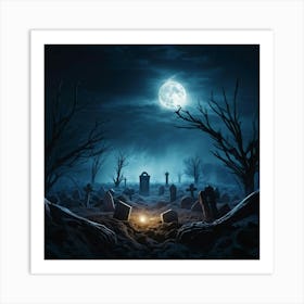 Graveyard At Night 20 Art Print