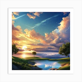 Sunset Over A Lake 18 Art Print